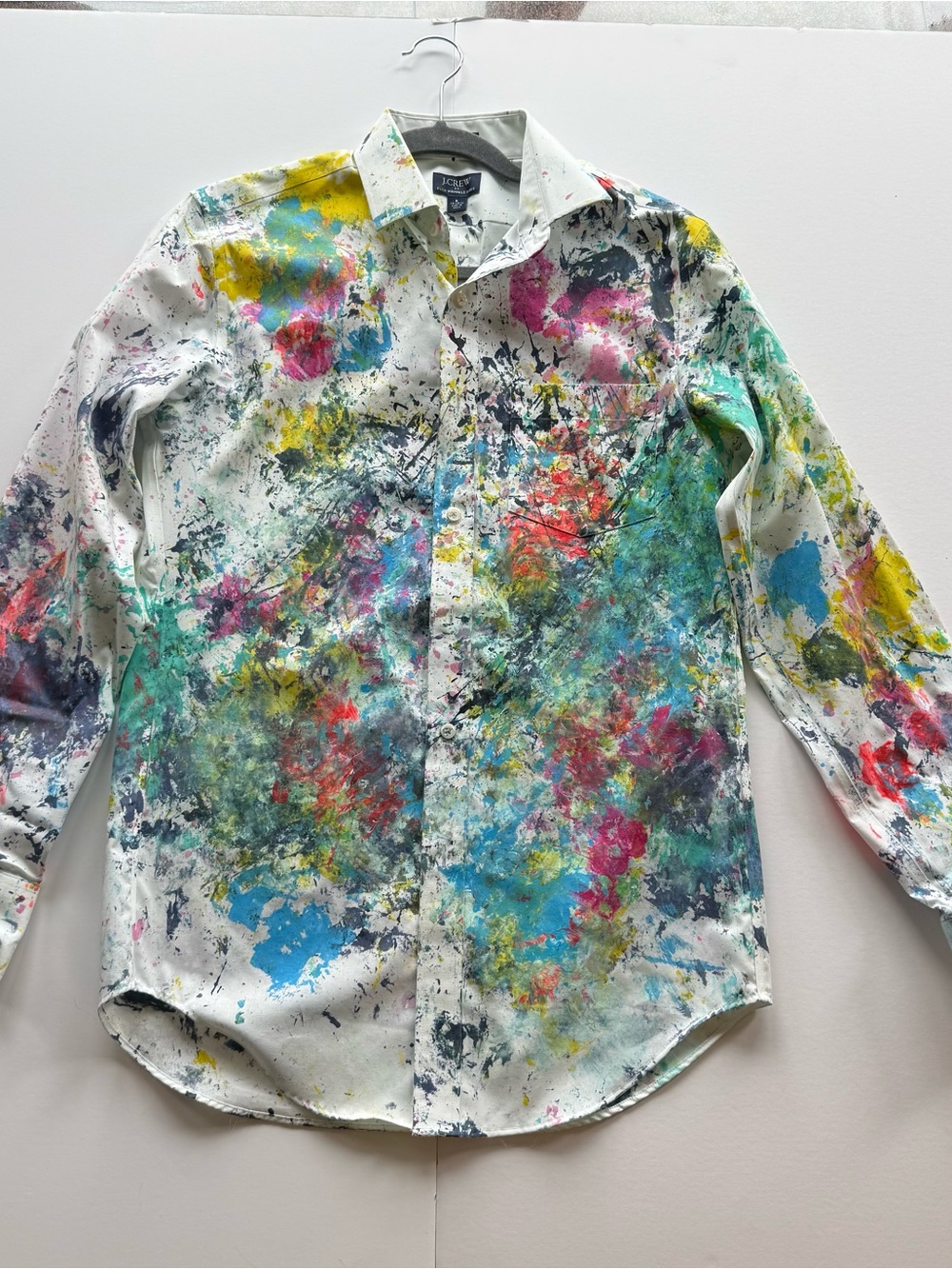 Multicolor Paint-Splash women’s Button-Down Shirt - White Base